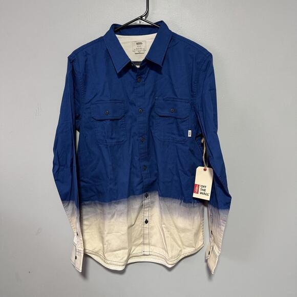 Vans Off The Wall Dip-dye Ombre Long Sleeve Button Up Shirt Size Medium - Picture 1 of 5